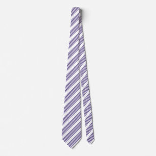 Ultra violet and white five stripe pattern tie