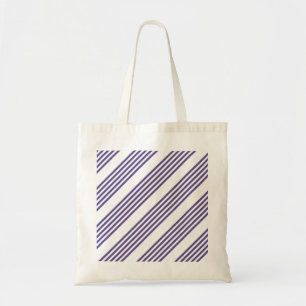 Ultra violet and white five stripe pattern tote bag