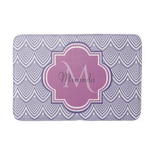 Ultra Violet Arched Scallops Orchid Monogram Name Bath Mat