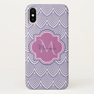 Ultra Violet Arched Scallops Orchid Monogram Name iPhone X Case
