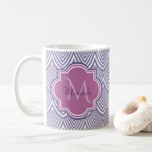 Ultra Violet Arched Scallops Orchid Monogram Name Coffee Mug