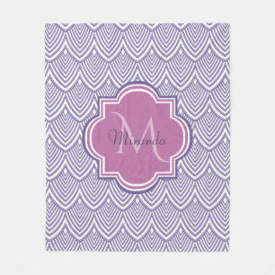 Ultra Violet Arched Scallops Orchid Monogram Name Fleece Blanket