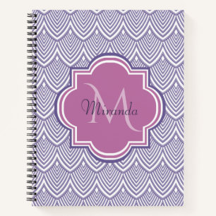 Ultra Violet Arched Scallops Orchid Monogram Name Notebook