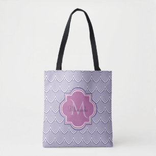 Ultra Violet Arched Scallops Orchid Monogram Name Tote Bag