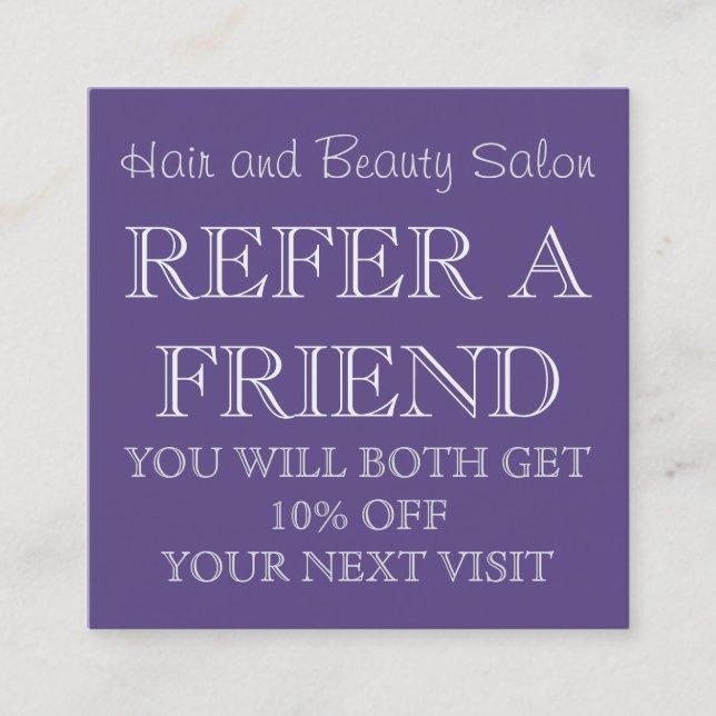 Ultra Violet Beauty Salon Referral Card (Front)