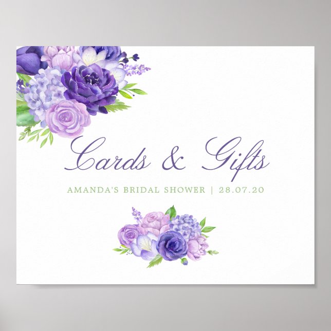 Ultra Violet Bridal Shower Cards and Gifts Sign (Front)