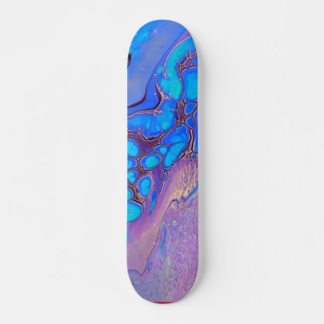 Ultra Violet Bright Abstract marble Art Skateboard (Front)