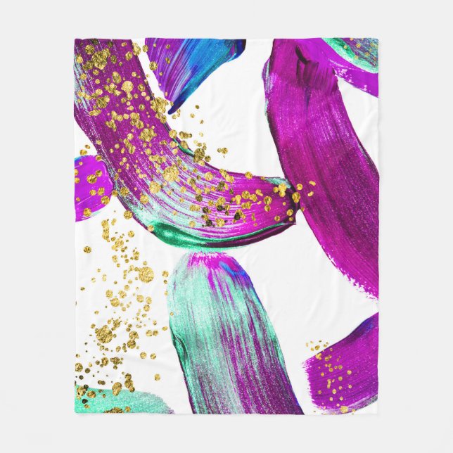 Ultra Violet Brush: Abstract Art Fleece Blanket (Front)