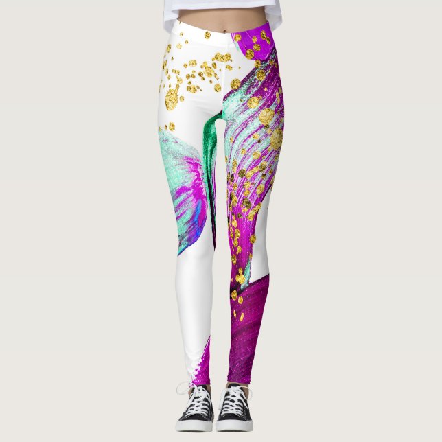 Ultra Violet Brush: Abstract Art Leggings (Front)