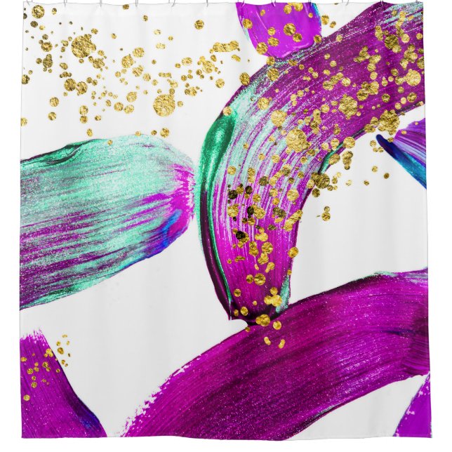 Ultra Violet Brush: Abstract Art Shower Curtain (Front)