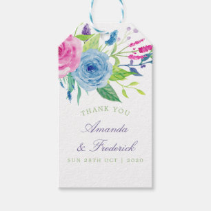Ultra Violet Colour Combo Watercolor Floral Weddin Gift Tags