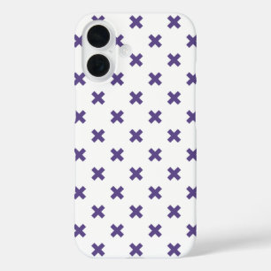 Ultra violet cross stitches on white iPhone 16 case
