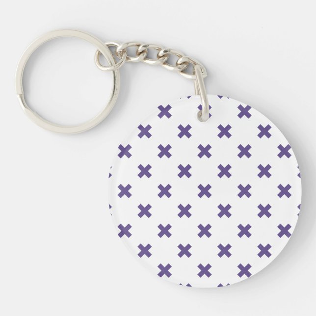 Ultra violet cross stitches on white key ring (Front)