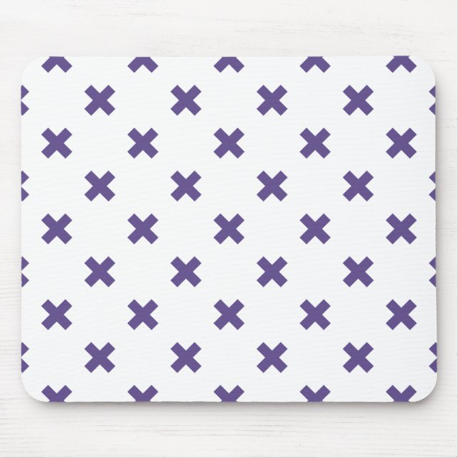 Ultra violet cross stitches on white mouse pad (Front)