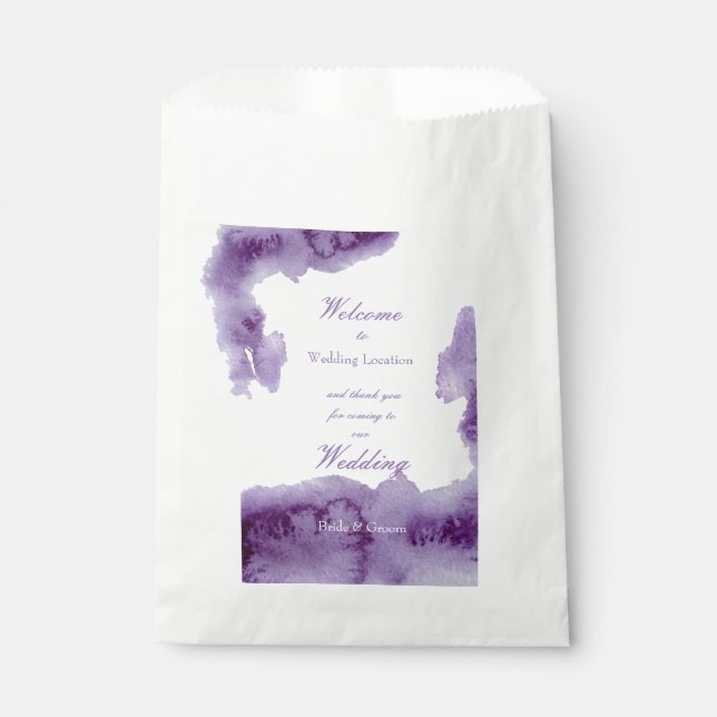 Ultra Violet Elegant Watercolor Wedding Favour Bags (Front)