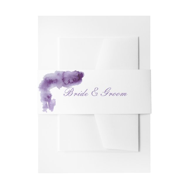 Ultra Violet Elegant Watercolor Wedding Invitation Belly Band (Front Example)