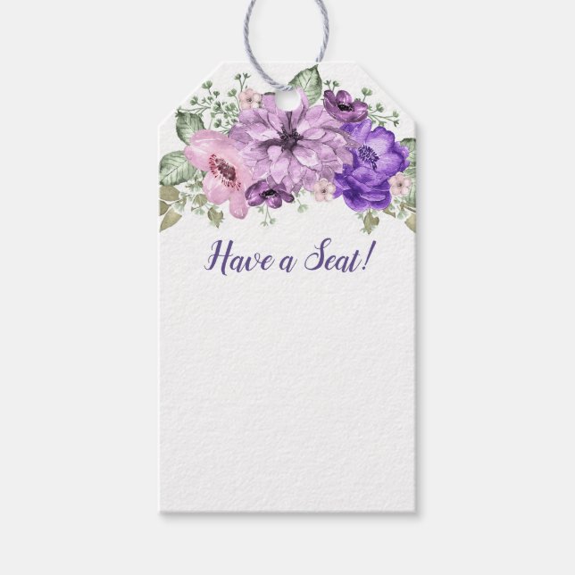 Ultra Violet Floral Bouquet Seating Tag (Front)