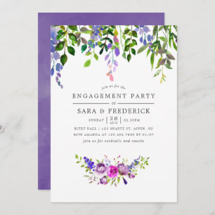Ultra Violet Floral Engagement Party Invitation