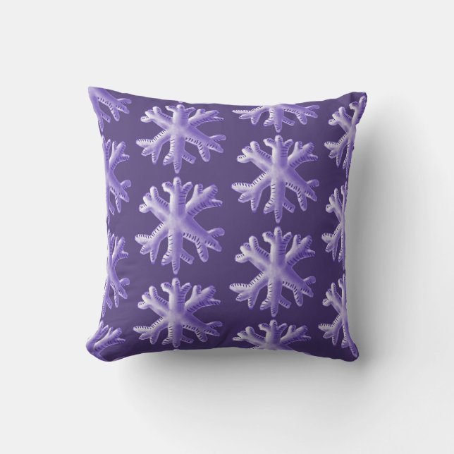 Ultra Violet Fluffy Snowflake Pattern Cushion (Front)