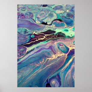 Ultra Violet  Fluid Marble Acrylic Art Abstract Poster