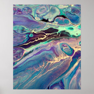 Ultra Violet  Fluid Marble Acrylic Art Abstract Poster