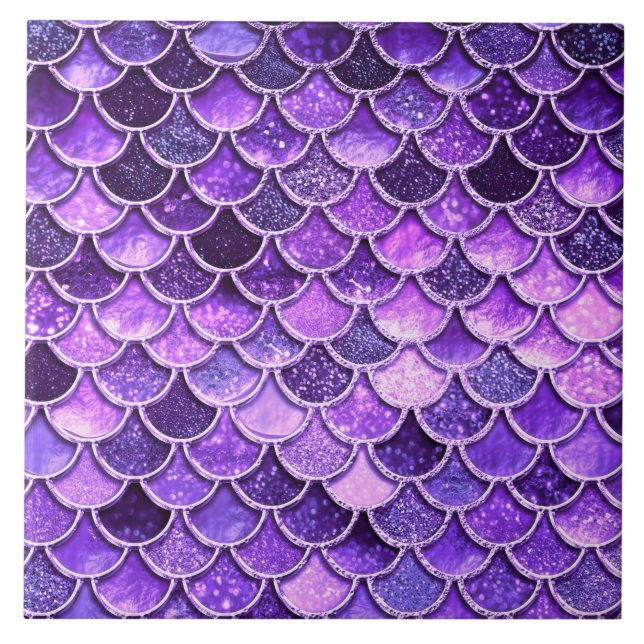 Ultra Violet Glitter Mermaid Scales Tile (Front)