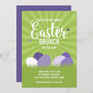Ultra Violet & Green Easter Brunch Egg Hunt Card
