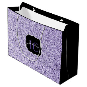 Ultra violet light purple glitter sparkle Sweet 16 Large Gift Bag