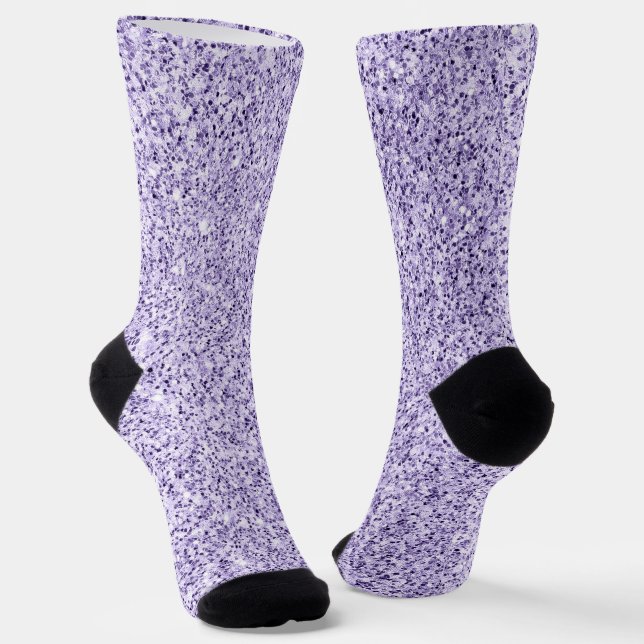 Ultra violet light purple glitter sparkles socks (Angled)