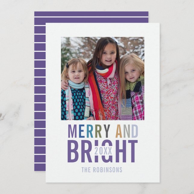 Ultra Violet Palette Christmas Greeting Photo Card (Front/Back)