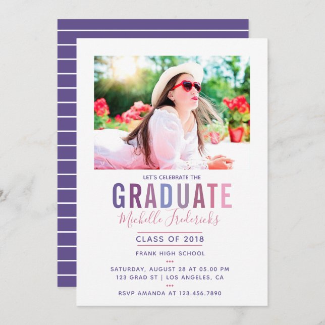 Ultra Violet palette Graduation Party invitation (Front/Back)