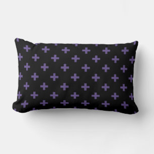 Ultra violet polka crosses on black lumbar cushion