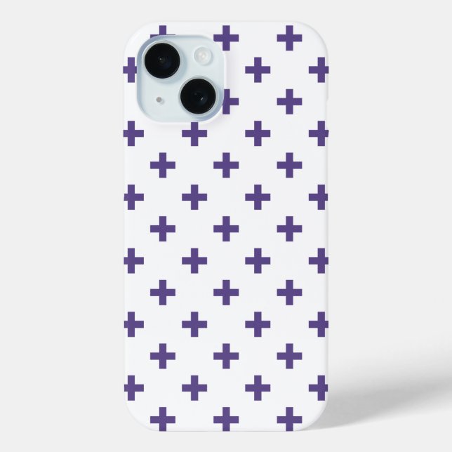 Ultra violet polka crosses on white Case-Mate iPhone case (Back)