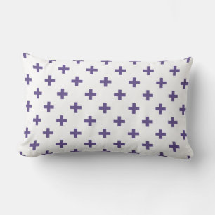 Ultra violet polka crosses on white lumbar cushion