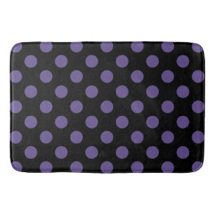 Ultra violet polka dots on black bath mat