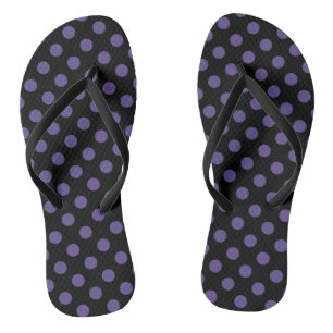 Ultra violet polka dots on black jandals