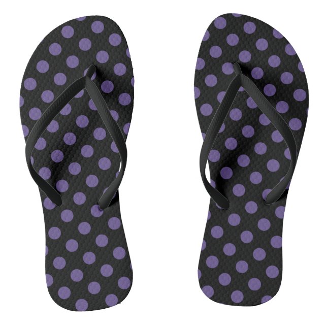 Ultra violet polka dots on black jandals (Footbed)
