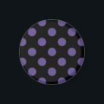 Ultra violet polka dots on black magnet<br><div class="desc">Pantone's colour of the year for 2018 is ultra violet.</div>