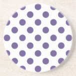 Ultra violet polka dots on white coaster<br><div class="desc">Pantone's colour of the year for 2018 is ultra violet.</div>