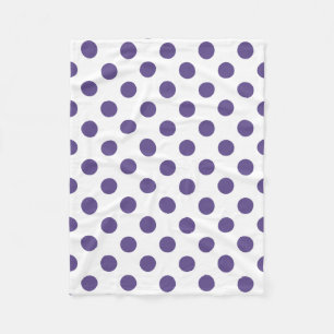 Ultra violet polka dots on white fleece blanket