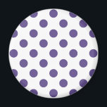 Ultra violet polka dots on white magnet<br><div class="desc">Pantone's colour of the year for 2018 is ultra violet.</div>