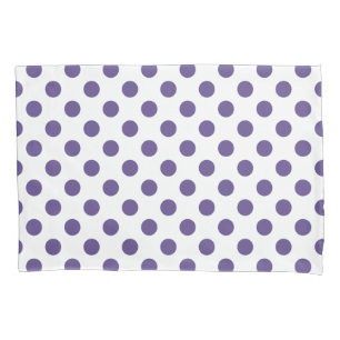 Ultra violet polka dots on white pillowcase