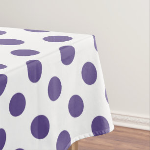 Ultra violet polka dots on white tablecloth