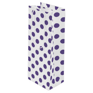 Ultra violet polka dots on white wine gift bag