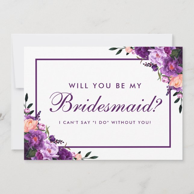 Ultra Violet Purple Floral Bridesmaid PS Invitation (Front)