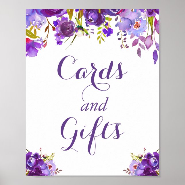 Ultra Violet Purple Floral Cards and Gifts Sign (Front)