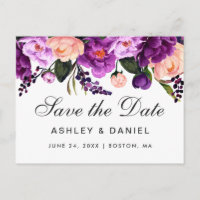 Ultra Violet Purple Floral Save The Date