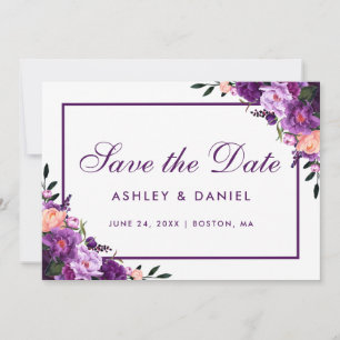 Ultra Violet Purple Floral Save The Date PF