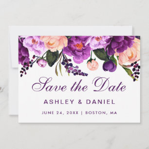 Ultra Violet Purple Floral Save The Date V