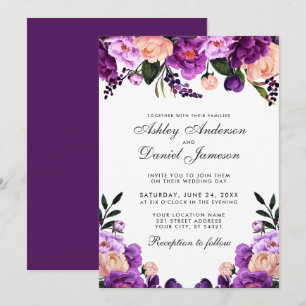 Ultra Violet Purple Floral Wedding Invitation GP